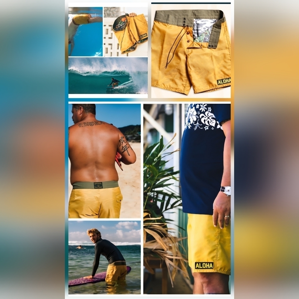 Birdwell Beach Britches 311 Aloha Board Shorts - Gold - Sz 40